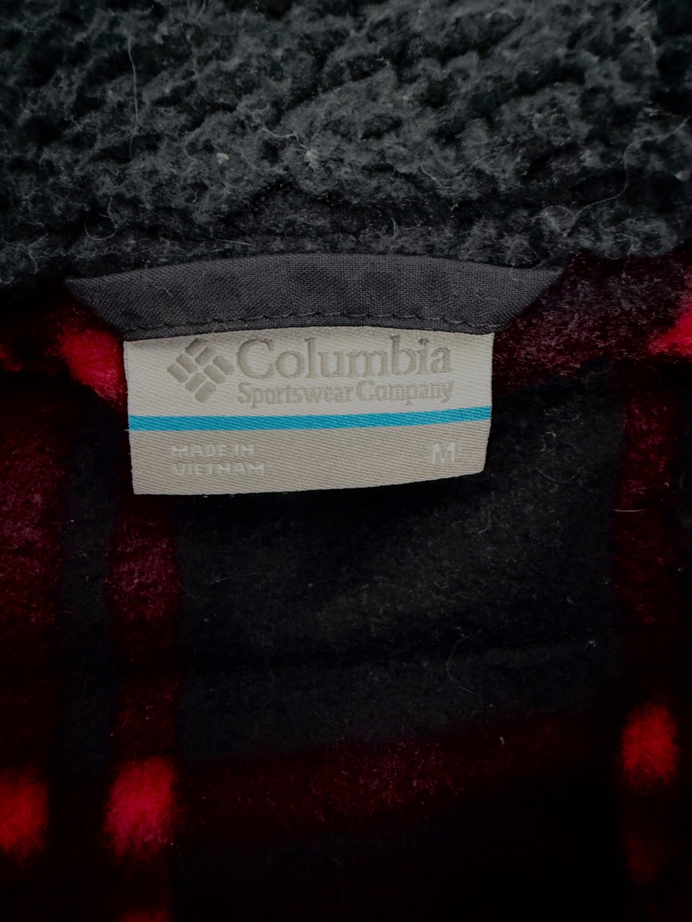 Columbia red/black buffalo plaid full zip sherpa jacket size medium - Picture 9 of 11